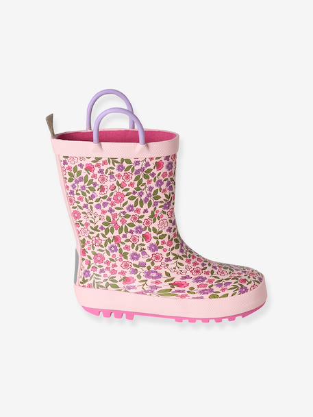Printed Rubber Wellies for Children, Designed for Autonomy ecru+printed blue+set pink 