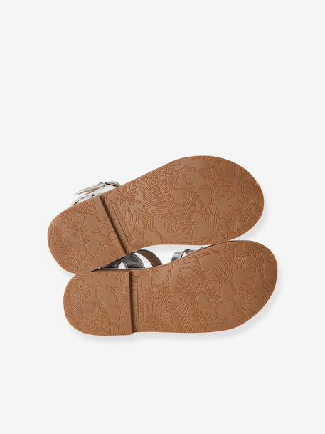 Leather Sandals for Children, Designed for Autonomy gold+silver 