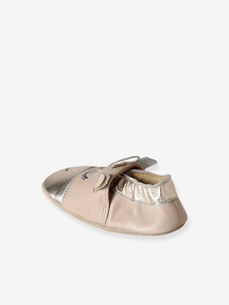 Elasticated Leather Slippers for Babies golden beige 