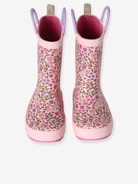 Printed Rubber Wellies for Children, Designed for Autonomy ecru+printed blue+set pink 
