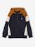 Zipped hooded sweatshirt for boys with colour block design bordeaux red+green+marl grey+medium blue+ochre 