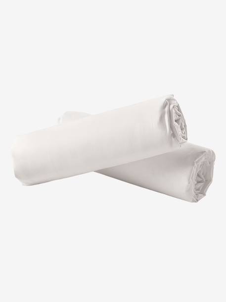 Pack of 2 Fitted Sheets in Recycled Cotton for Children ecru+pale pink+pearly grey+sage green 