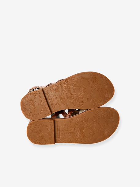 Multi-Strap Leather Sandals for Girls gold 