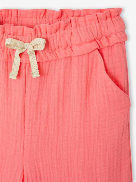 Wide-leg cotton muslin trousers grey green+rose 