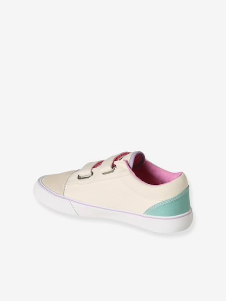 Girls' synthetic trainers with touch 'n' close fastening printed beige 