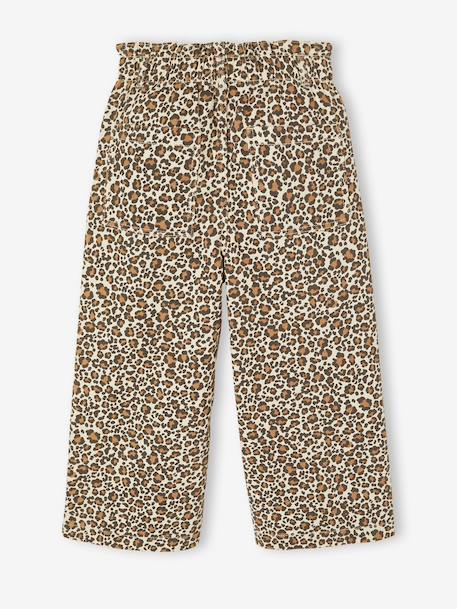Wide-leg paperbag leopard print trousers for girls beige+chocolate+multicoloured+vanilla 