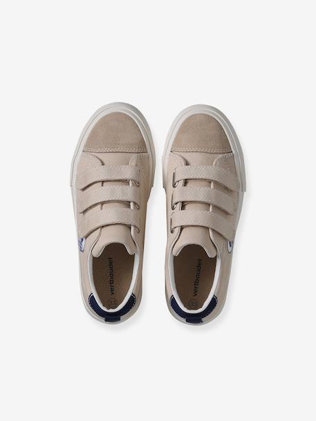 Synthetic trainers with touch 'n' close fastening for children ecru+navy blue 