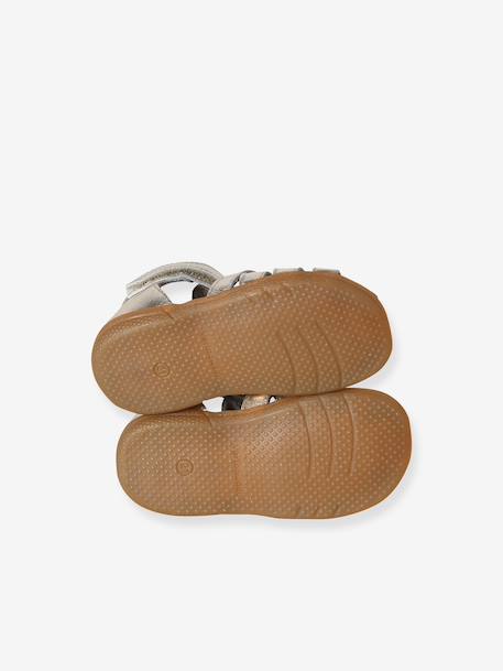 Leather Sandals for Baby Girls, Designed for First Steps gold+iridescent beige 