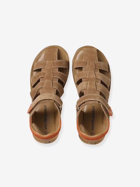 Leather Hook-&-Loop Sandals for Children camel 