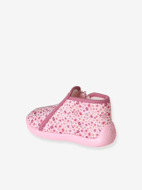 Slippers with Zip, Made in France, for Babies printed pink 