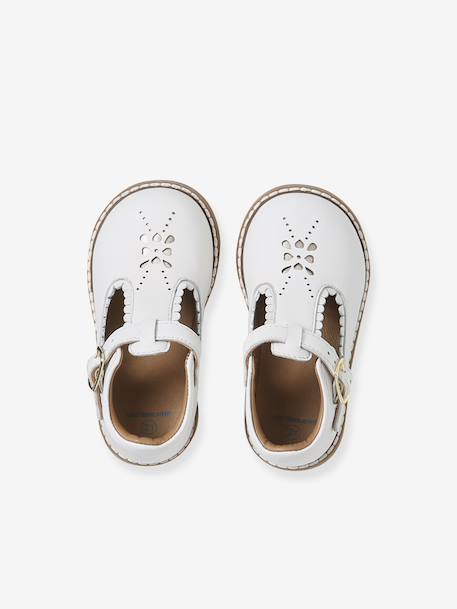 Leather Mary Janes for Babies, Designed for First Steps rosy+white 