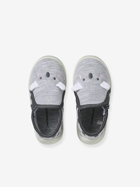 Zipped Slippers in Canvas for Babies printed grey 