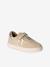 Girls' leather trainers with zip and laces brown 
