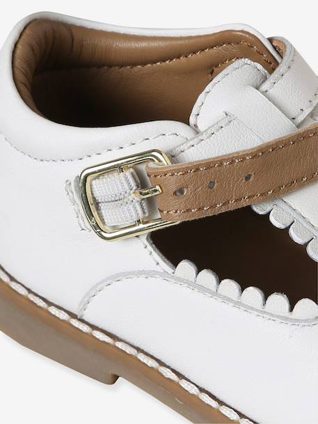 Leather Mary Janes for Babies, Designed for First Steps rosy+white 