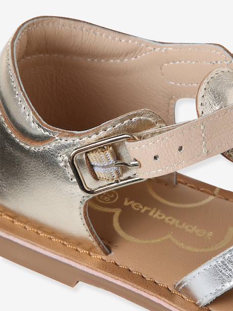 Leather buckle sandals for children gold 