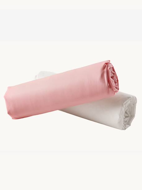 Pack of 2 Fitted Sheets in Recycled Cotton for Children ecru+pale pink+pearly grey+sage green 