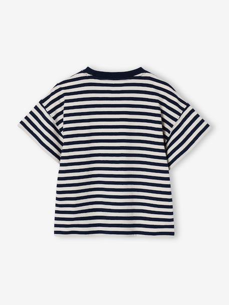 Fancy girl's t-shirt coral+navy blue 