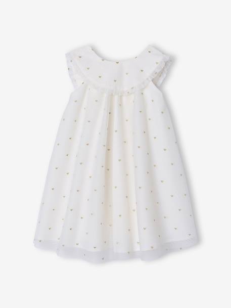 Embroidered Tulle, Flared Dress For Girls white 