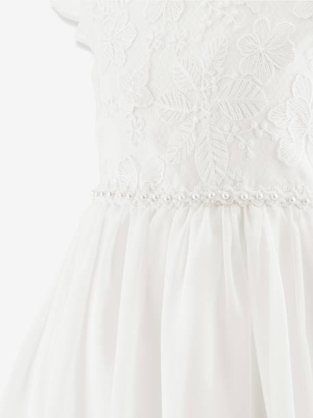 Dress with embroidery and pearls Happy Girls for girl ecru 