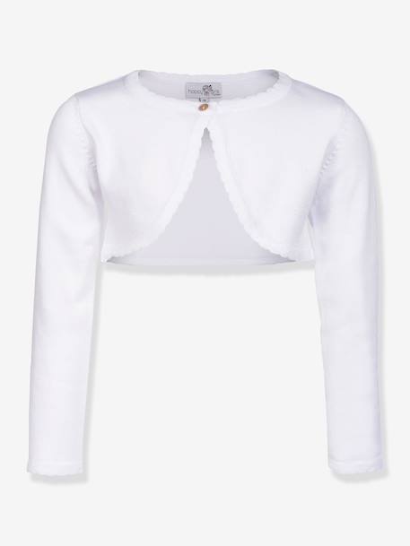 Happy Girls bolero with scalloped edge for girl ecru+navy blue+white 