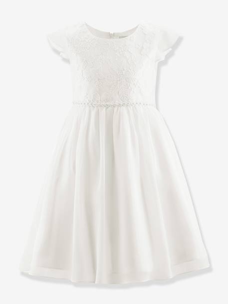 Dress with embroidery and pearls Happy Girls for girl ecru 