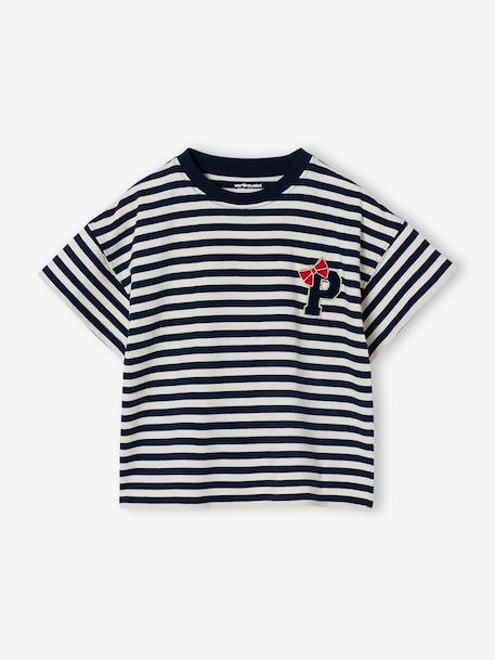 Fancy girl's t-shirt coral+navy blue 