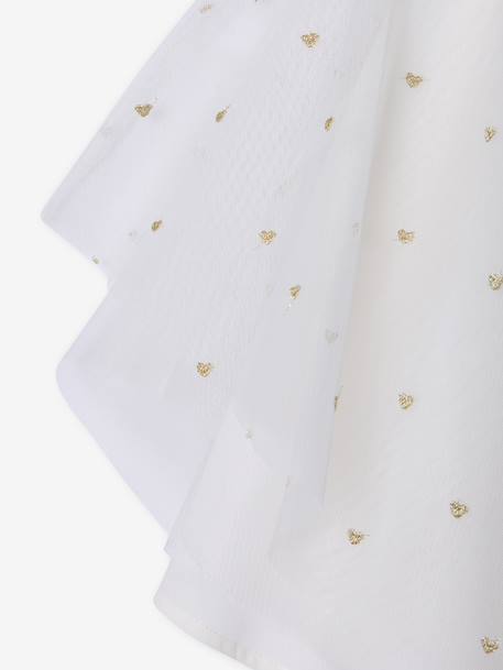 Embroidered Tulle, Flared Dress For Girls white 