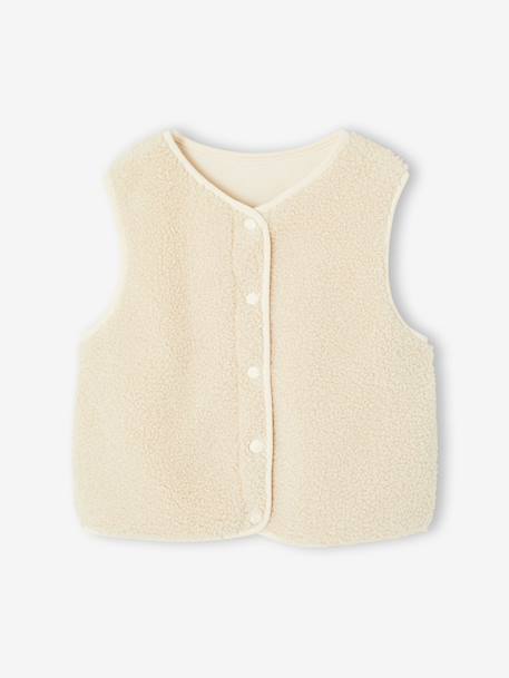 Leopard Print Waistcoat in Sherpa brown+ecru 