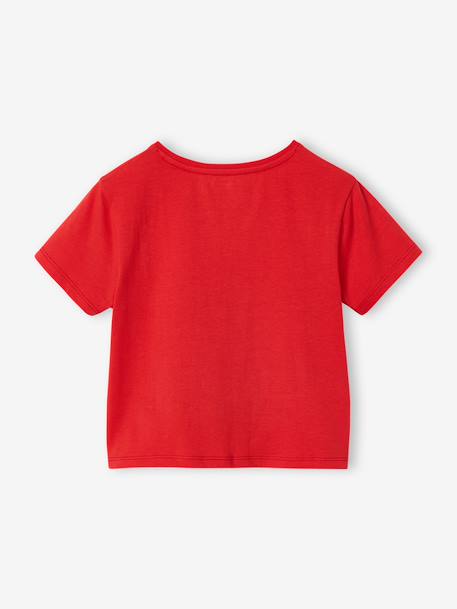 T-Shirt with Fancy Bow for Girls ecru+red+striped blue 