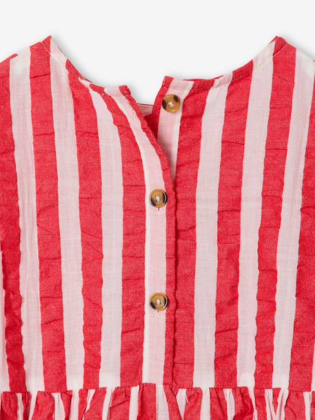 Seersucker Dress for Girls striped red 