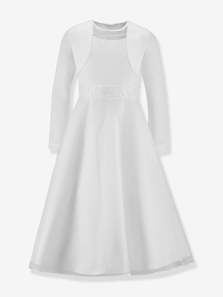 Happy Girls communion dress with pearls & bolero for girl white 