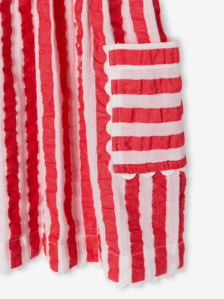 Seersucker Dress for Girls striped red 