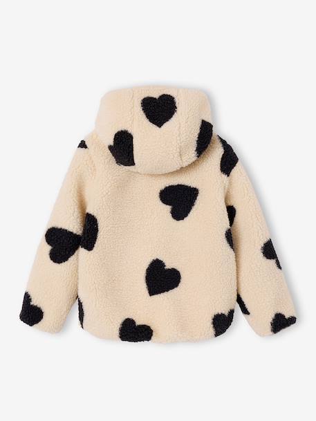 Girls' floral pop hooded sherpa jacket ecru+mauve+vanilla 