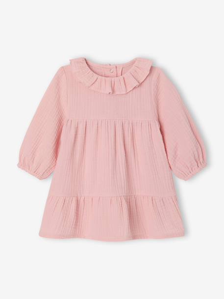 Baby girl's dress in cotton gauze rose 