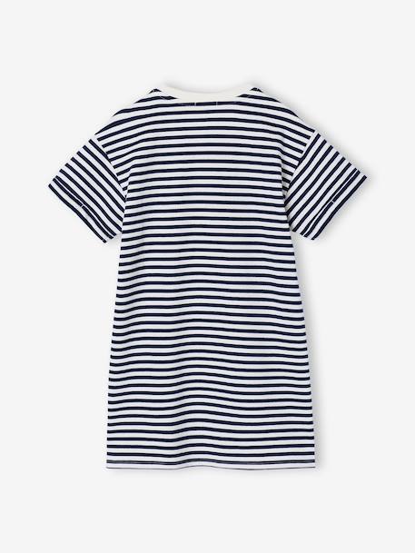 Girls' dress in lightweight fleece green+marl grey+sage green+striped blue 