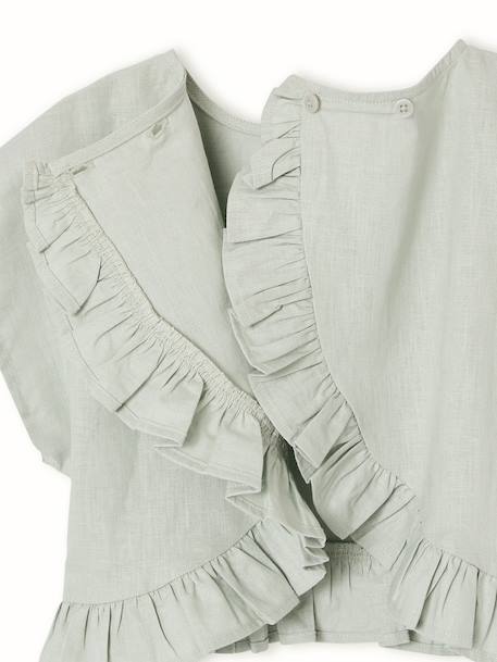 Linen Blouse for Girls sage green 