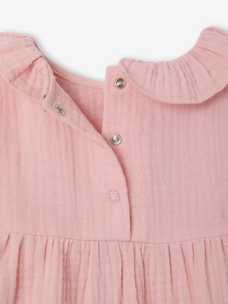 Baby girl's dress in cotton gauze rose 