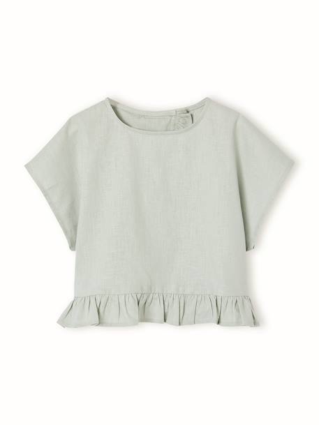 Linen Blouse for Girls sage green 