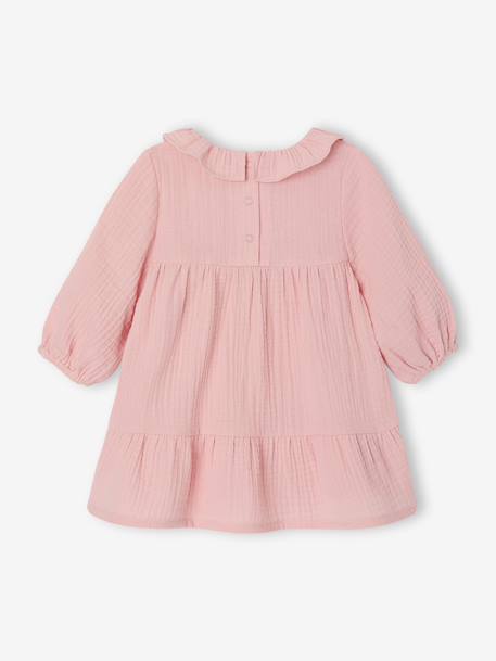 Baby girl's dress in cotton gauze rose 