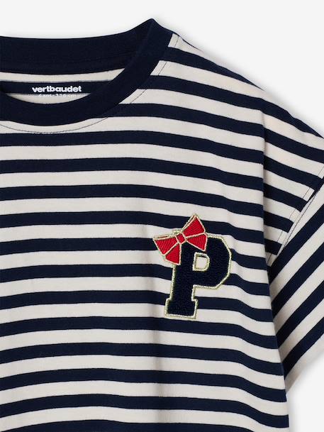 Fancy girl's t-shirt coral+navy blue 