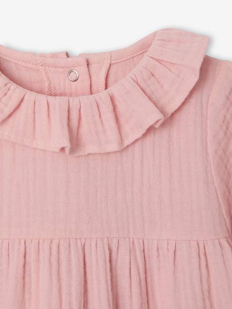 Baby girl's dress in cotton gauze rose 