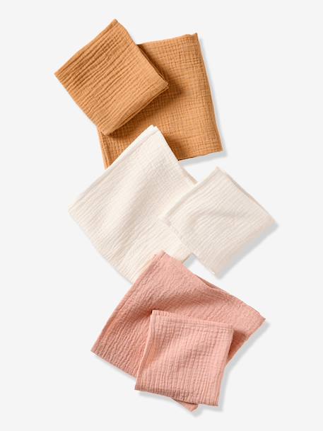 Pack of 3 Plain Muslin Squares in Organic Cotton* set pink 