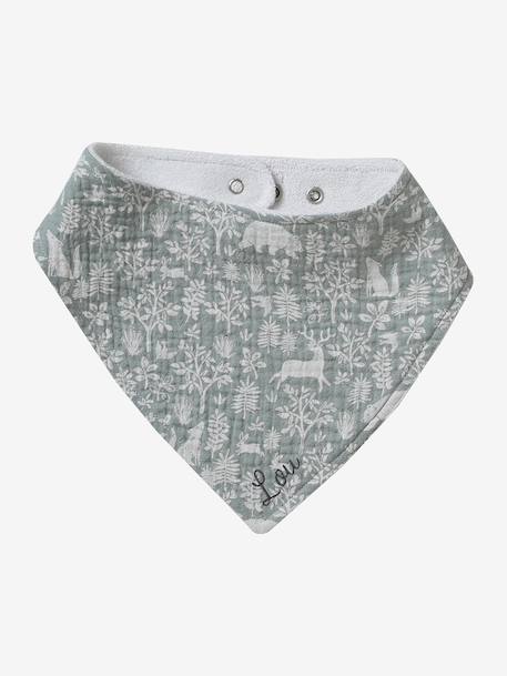 3 Bandana-Style Bibs in Cotton Gauze Brown+cappuccino+ecru+grey blue+Light Green+pale pink+printed beige+sage green+White/Print 