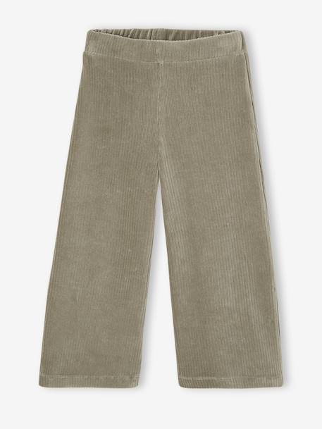 Wide Corduroy Trousers for Girls anthracite+BROWN MEDIUM SOLID+chocolate+ecru+grey blue+khaki+mauve+plum+rose 