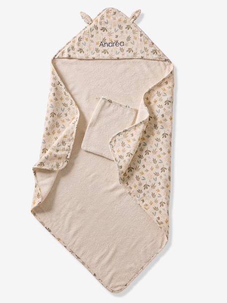 Cotton Muslin Bath Cape + Wash Mitt, BAYOU multicoloured 