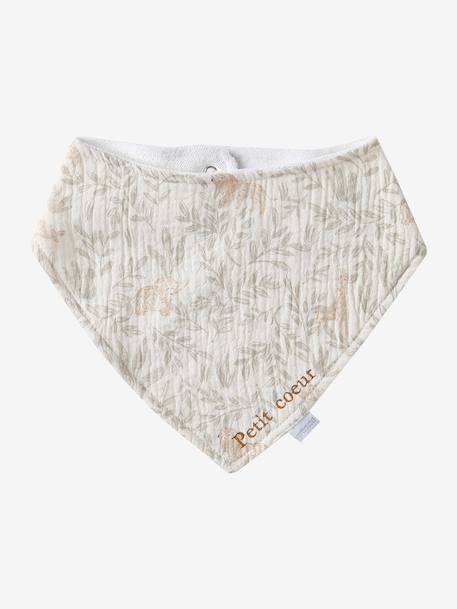 3 Bandana-Style Bibs in Cotton Gauze Brown+ecru+grey blue+Light Green+pale pink+printed beige+sage green+set beige+twine+White/Print 