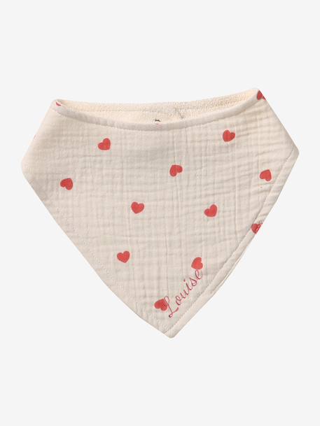 3 Bandana-Style Bibs in Cotton Gauze Brown+cappuccino+ecru+grey blue+Light Green+pale pink+printed beige+sage green+White/Print 