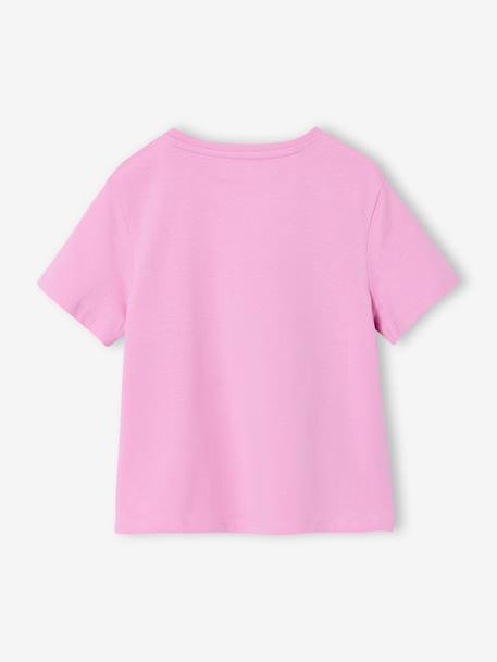Girls' printed short-sleeved t-shirt ecru+mauve+rose+sage green 