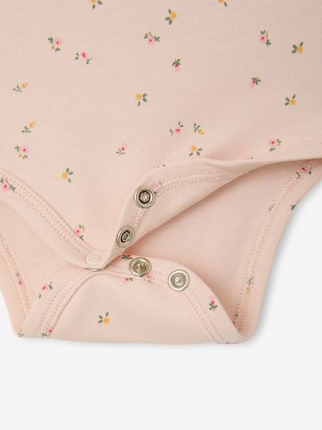 Bodysuits with long sleeves for babies with a floral print sage green 