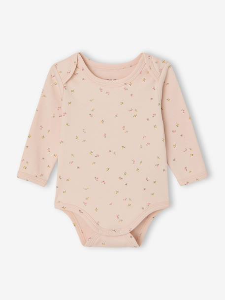 Bodysuits with long sleeves for babies with a floral print sage green 